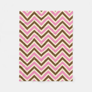 Pink White Brown Zig Zag Lines Cowgirl Country Fleece Blanket