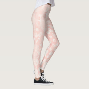 Pink white bubbles polka dots leggings