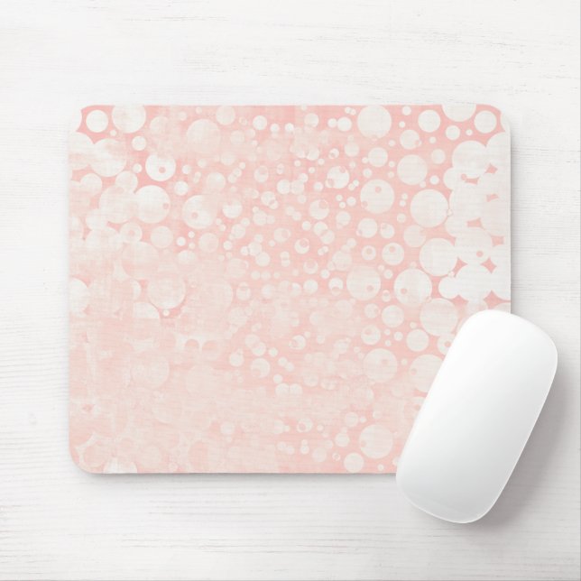 Pink white bubbles polka dots mouse pad (With Mouse)
