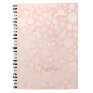 Pink white bubbles polka dots your name notebook