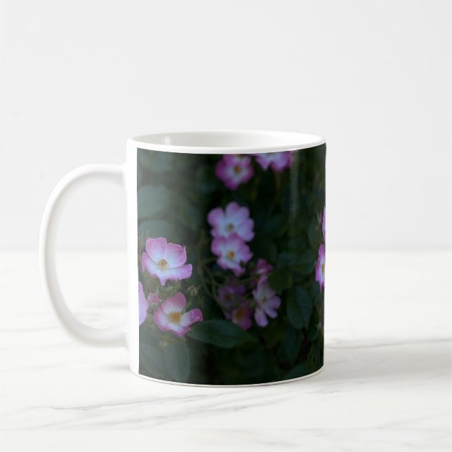 Pink & White Bush Rose Coffee Mug (Left)