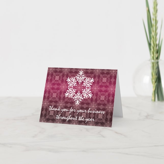 Pink & White Business Holiday Thank You Note Card (Front)