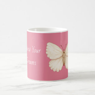 Pink White Butterfly Dreams Coffee Mug