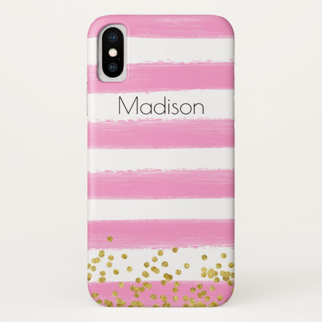Pink, White Case-Mate Barely There iPhone X Case (Back)