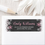 Pink White Chalkboard Snowflake Return Address<br><div class="desc">Stylish pink and white snowflake return address labels. Perfect for a winter baby shower,  winter birthday or Christmas labels.</div>