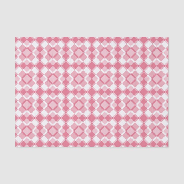 Pink White Checker Argyle Pattern Tissue Paper (Front)