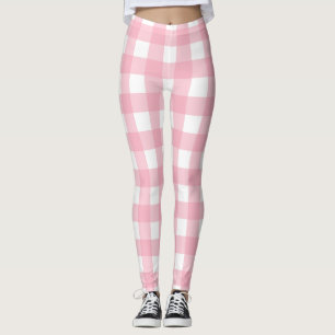 Pink & White Chequerboard Pattern Leggings