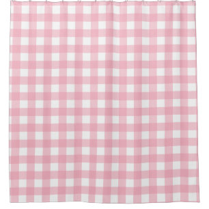 Pink & White Chequerboard Pattern Shower Curtain