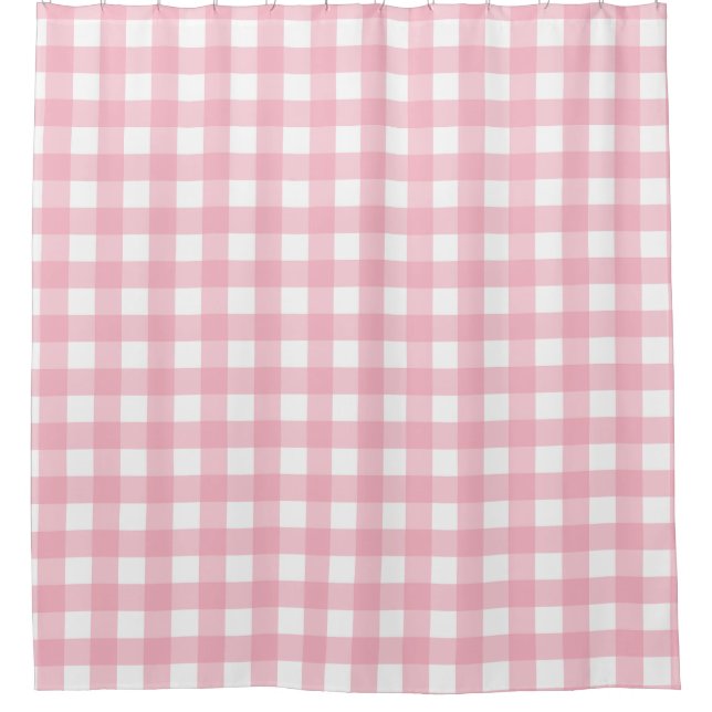 Pink & White Chequerboard Pattern Shower Curtain (Front)
