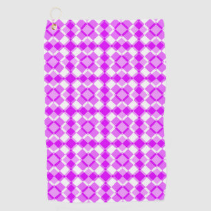 Pink White Chequered Argyle Pattern Golf Towel