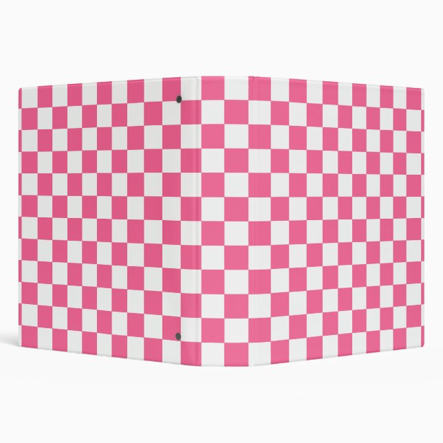 Pink White Chequered Check Pattern Binder (Background)