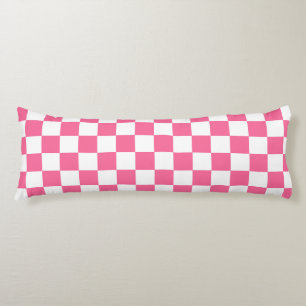 Pink White Chequered Check Pattern Body Pillow