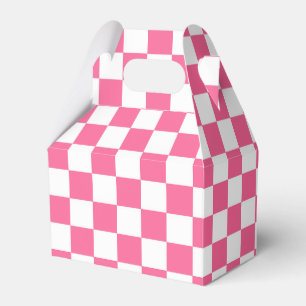 Pink White Chequered Check Pattern Favor Box