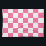 Pink White Chequered Check Pattern Kitchen Towel<br><div class="desc">Pink and White Check Chequered Geometric Squares Pattern Design</div>