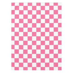 Pink White Chequered Check Pattern Tablecloth