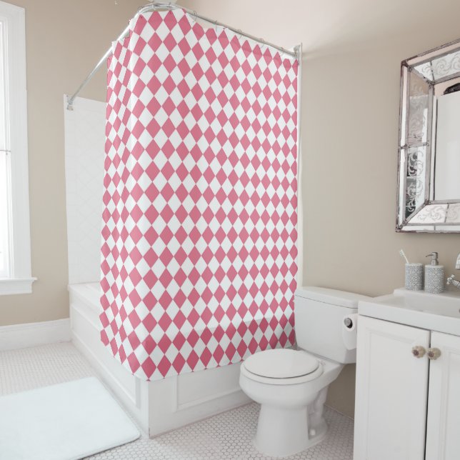 Pink White Chequered Diamond Pattern (In Situ)
