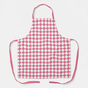Pink White Chequered Diamond Pattern Apron