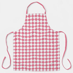 Pink White Chequered Diamond Pattern Apron