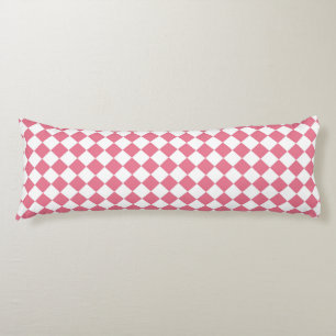 Pink White Chequered Diamond Pattern Body Pillow