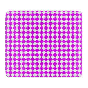 Pink White Chequered Diamond Pattern Cutting Board