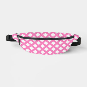 Pink White Chequered Diamond Pattern Fanny Pack