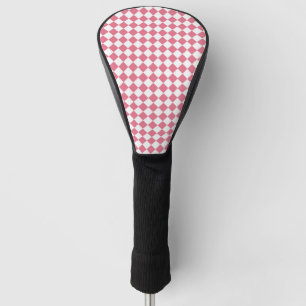 Pink White Chequered Diamond Pattern Golf Head Cover