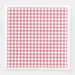 Pink White Chequered Diamond Pattern Napkin