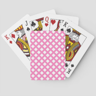 Pink White Chequered Diamond Pattern Playing Cards