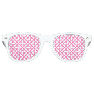 Pink White Chequered Diamond Pattern Retro Sunglasses