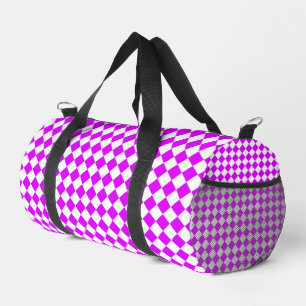 Pink White Chequered Diamond Pattern Small Duffle Bag