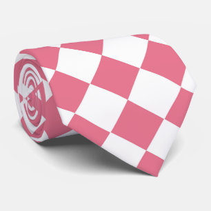 Pink White Chequered Diamond Pattern Tie