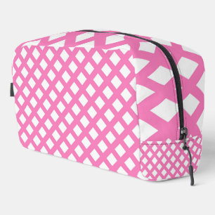 Pink White Chequered Diamond Pattern Toiletry Bag