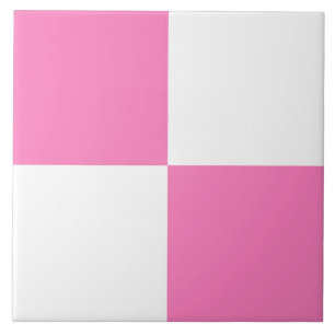Pink White Chequered Pattern Tile