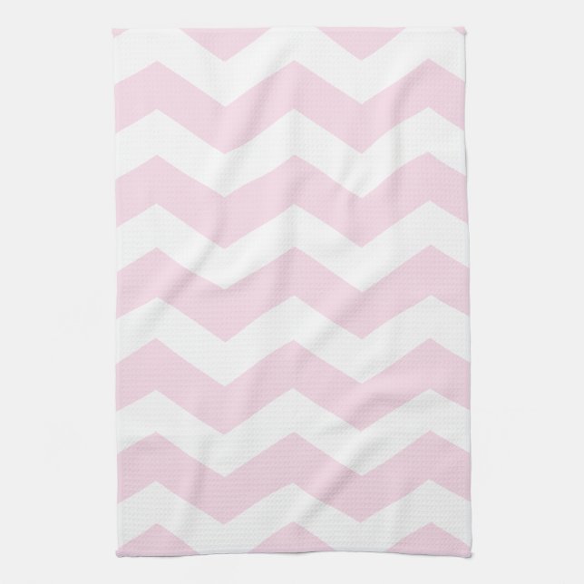 Pink & White Chevron Pattern Kitchen Towel (Vertical)