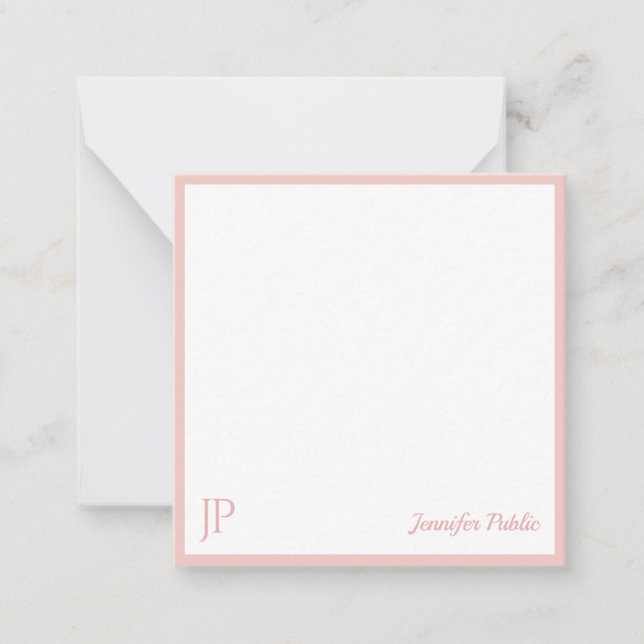 Pink White Chic manuscrite Nom Monogram Modèle (Devant)