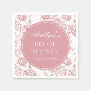 Pink White Chinoiserie Bridal Shower Paper Napkin