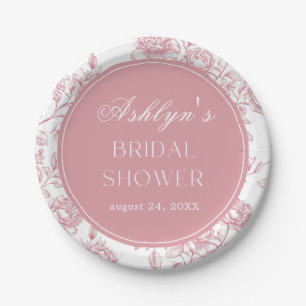 Pink White Chinoiserie Bridal Shower Paper Plates