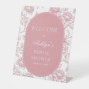 Pink White Chinoiserie Bridal Shower Welcome Sign