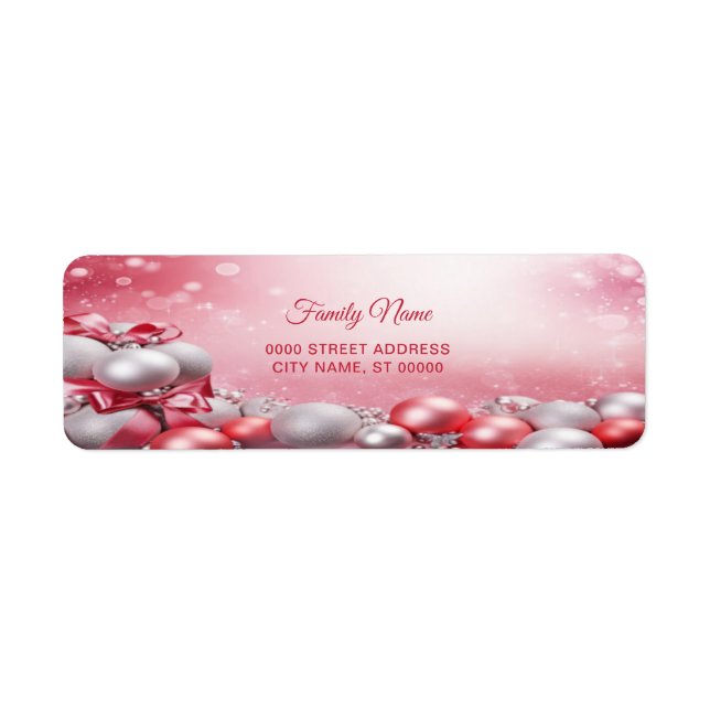 Pink White Christmas Balls Retourner l'adresse (Devant)