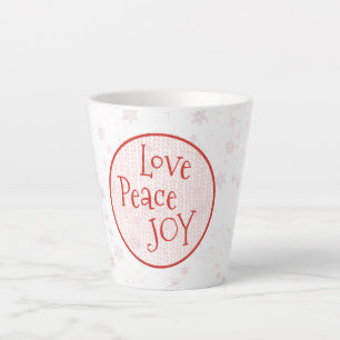 Pink & White Christmas Holiday Love Peace Joy Latte Mug