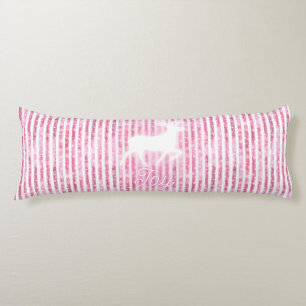 Pink & White Christmas Joy Reindeer Body Pillow