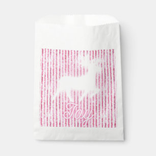 Pink & White Christmas Joy Reindeer Favour Bag