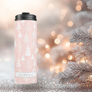 Pink White Christmas Pattern#6 ID1009 Thermal Tumbler