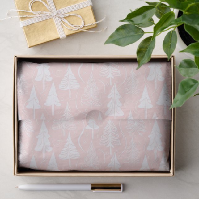 Pink White Christmas Pattern#6 ID1009 Tissue Paper (Gift)