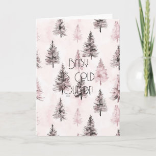 Pink White Christmas Snowflakes Stripes  Card