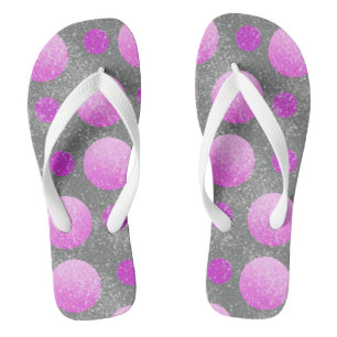 pink white circles flip flops