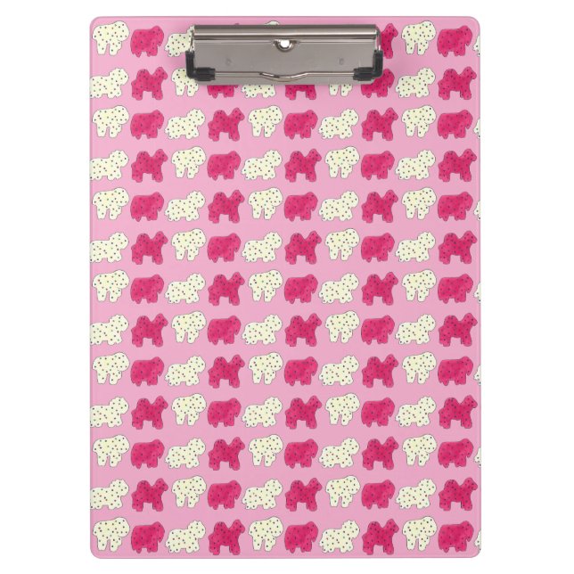 Pink White Circus Zoo Animal Cookies Crackers Clipboard (Front)