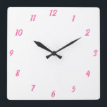Pink White Classy Elegant Custom Colour Cute Gift Square Wall Clock<br><div class="desc">Printed in classy white and pink custom colour background! You may customize as you wish!</div>