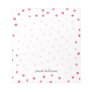 Pink White Confetti Dots Pattern Notepad