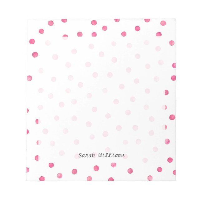 Pink White Confetti Dots Pattern Notepad (Front)